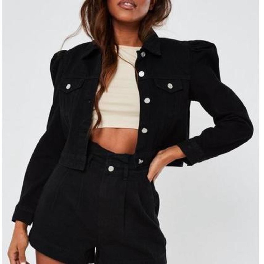 Misguided Puff Sleeve Denim Jacket size S